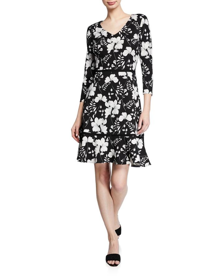 Floral Eyelet Fit-and-flare Dress