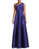 One-shoulder Faille Drape Gown