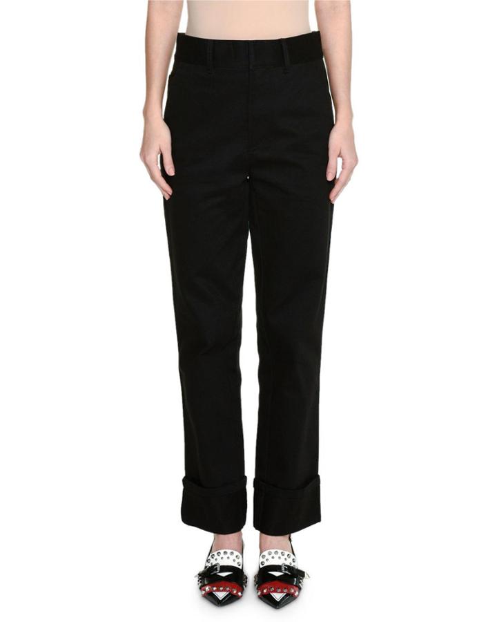 Straight-leg Cuff-ankle Wool Pants