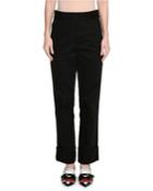 Straight-leg Cuff-ankle Wool Pants