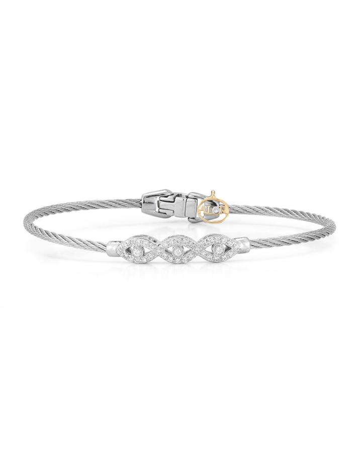 18k Gold Triple Diamond Cable Bangle