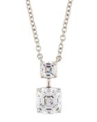 Asscher-cut Crystal Double-drop Pendant Necklace, Clear