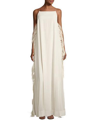 Strappy Gown W/ Ostrich Feather