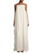 Strappy Gown W/ Ostrich Feather