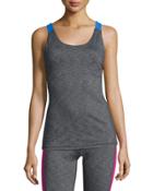 Waffle Fitted Racerback Tank, Gray/blue