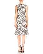 Jana Paneled Sheath Dress, Black/white