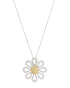 18k Gold 2-tone Daisy Pendant Necklace