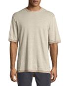Sweater-trim Crewneck T-shirt