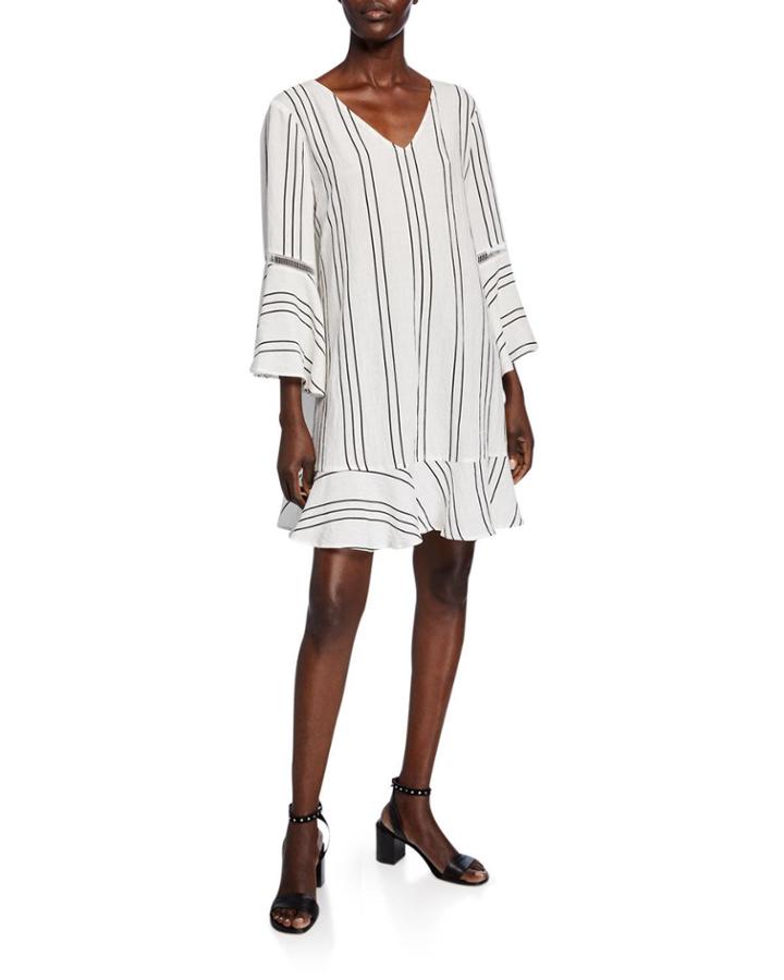 Almansa Striped Ladder-stitch Dress