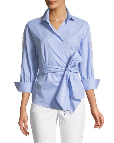 Wrap-front Crochet-back Blouse