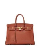 Vintage Brique Birkin Leather Satchel Bag, Brown