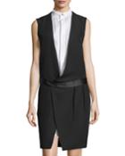 Gf Ferre Sleeveless Tuxedo Dress, Black/white, Women's,