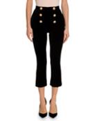 Velvet 6-button Crop Flare Pants
