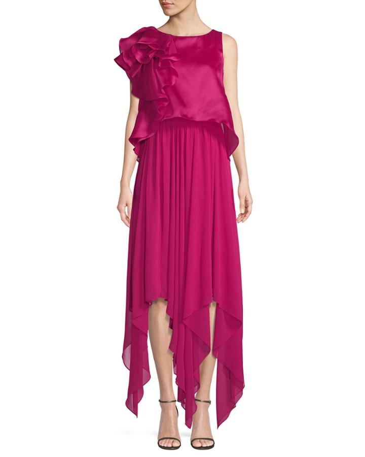 Sleeveless Popover Organza Pleated Gown