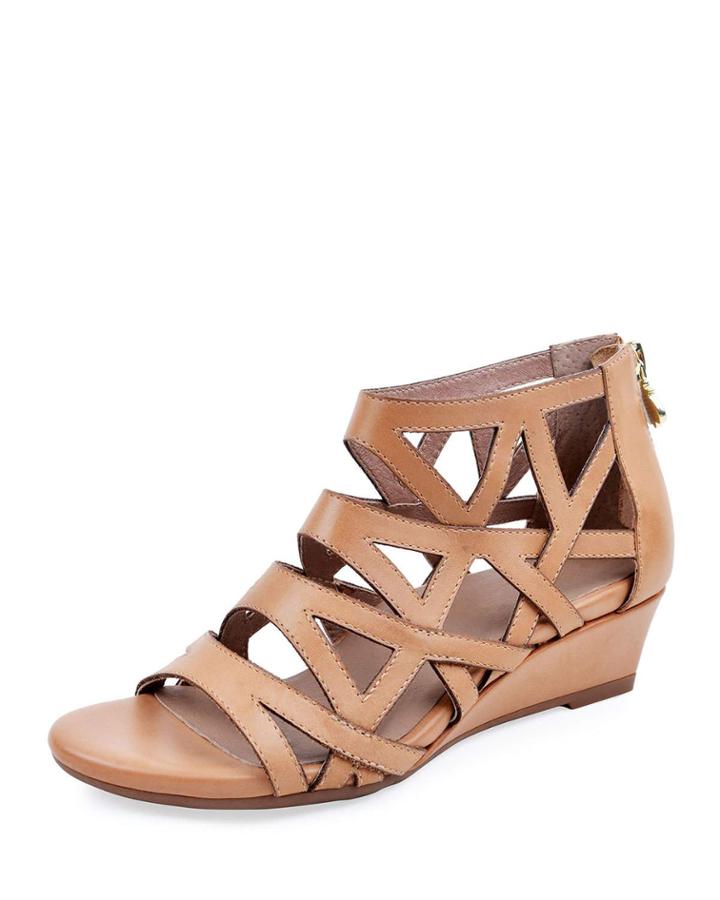 Sashi Burnished Leather Caged Wedge