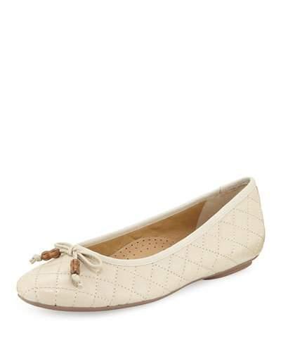 Sidney Quilted Leather Ballerina Flat, Ecru