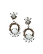 Silver Drop Earrings With Champagne Diamonds & Multi-cut Aquamarine