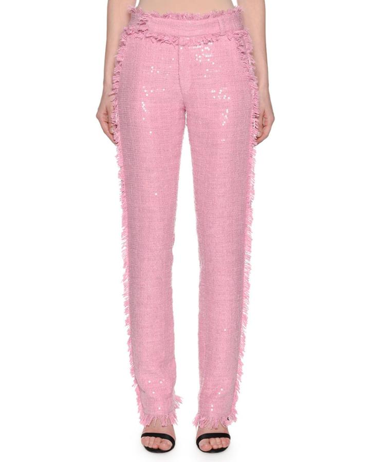 High Waister Sequin Tweed Trousers