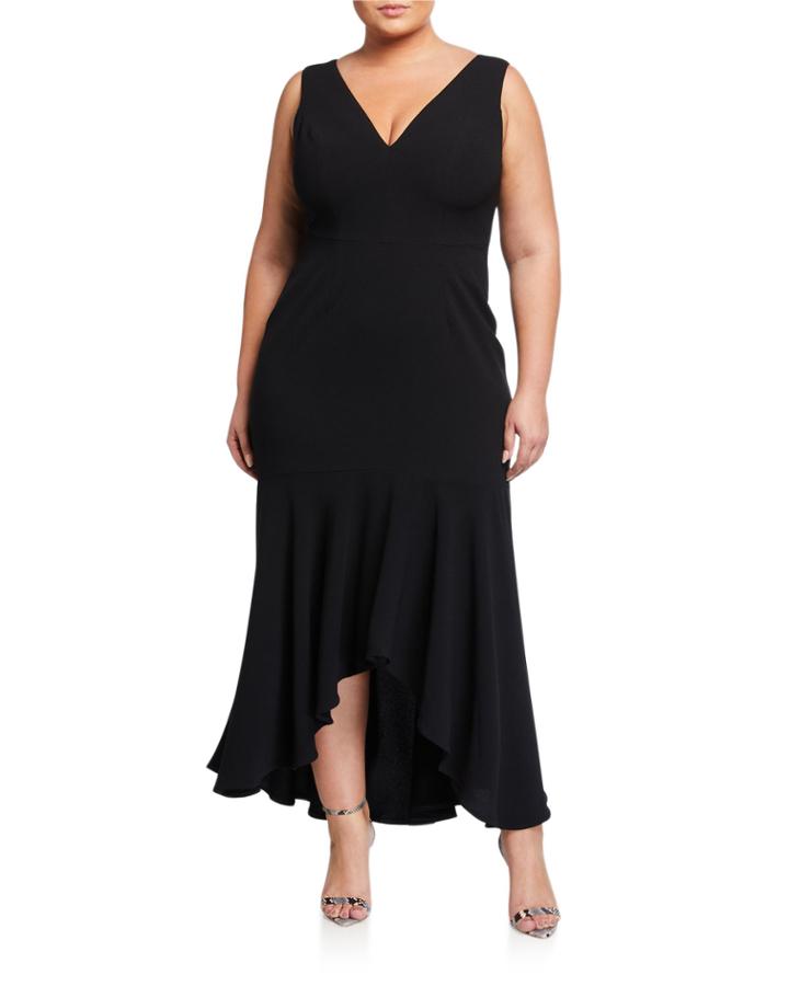 Plus Size Demi Plunging High-low Gown