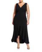 Plus Size Demi Plunging High-low Gown