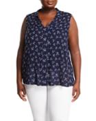 Jana Floral-print Sleeveless Popover Blouse,