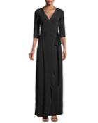 3/4 Sleeve Maxi Wrap Dress