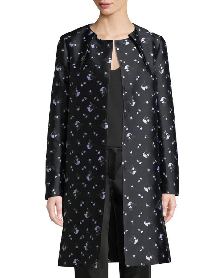 Button-front Winter-rose Jacquard Evening Jacket