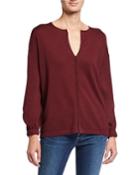 Blouson-sleeve Cashmere-blend Top