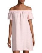 Off-the-shoulder Linen Dress, Pink