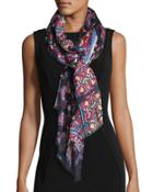 Stained Glass-print Wrap Scarf, Red