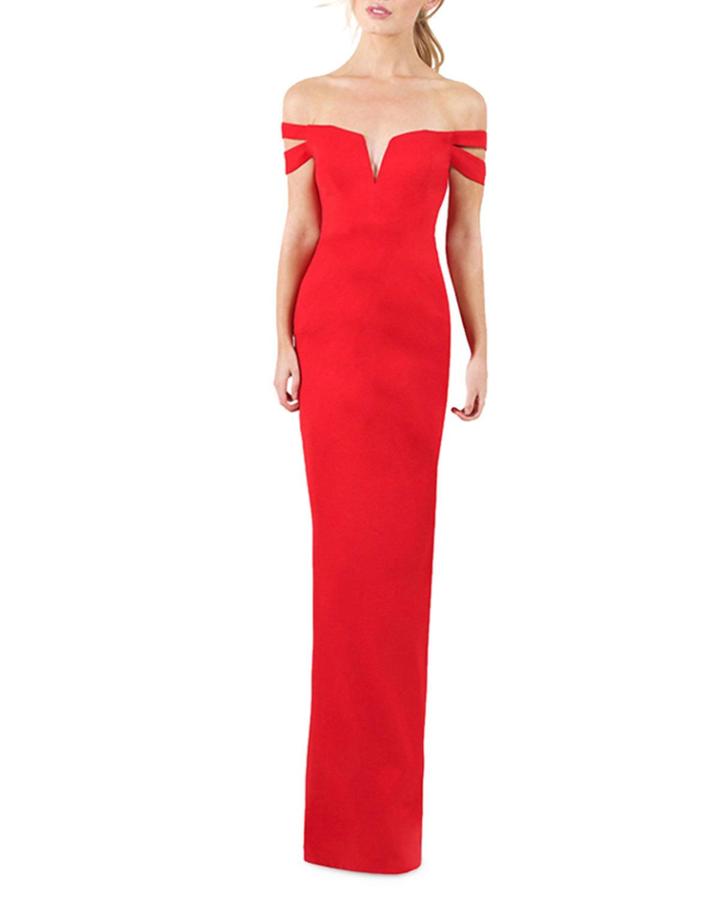 Off-the-shoulder Column Gown