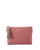 Hailey Snake-embossed Crossbody Bag, Pink