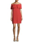 Corra Off-the-shoulder Shift Dress, Red