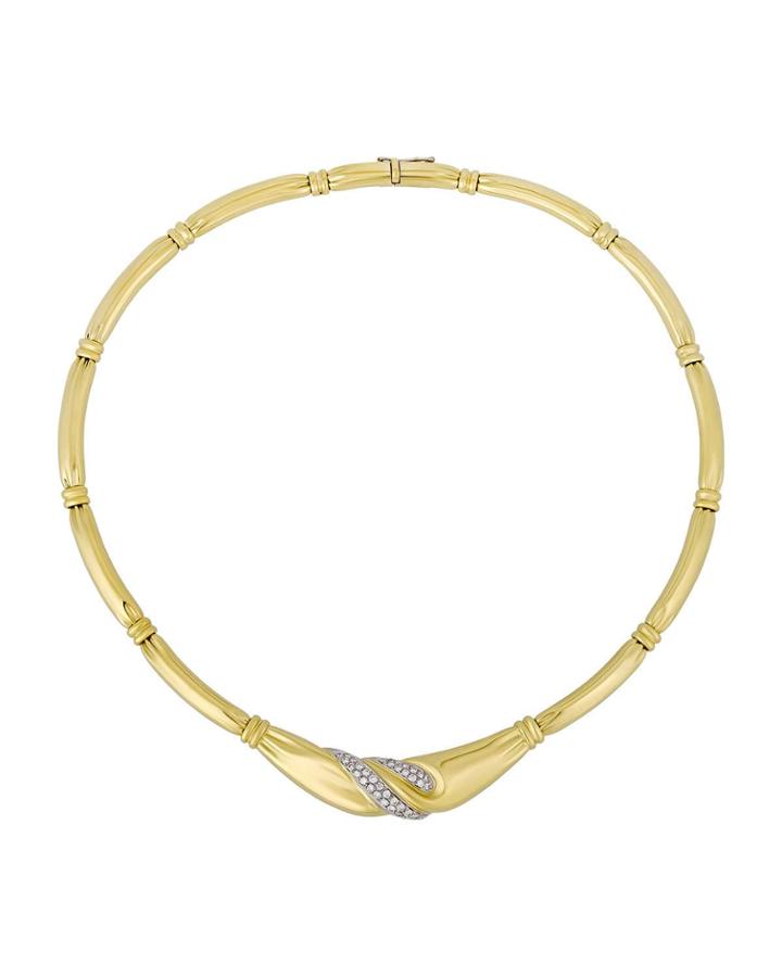 18k Curved-link & Diamond Necklace