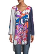 Floral Roll-sleeve Tunic