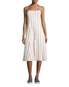 Kayleigh Wide-stripe Linen Sundress, White