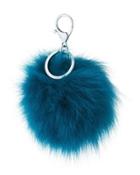 Fox Fur Pompom Bag Charm, Teal