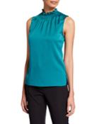 Remi Silk Mock-neck Sleeveless Blouse