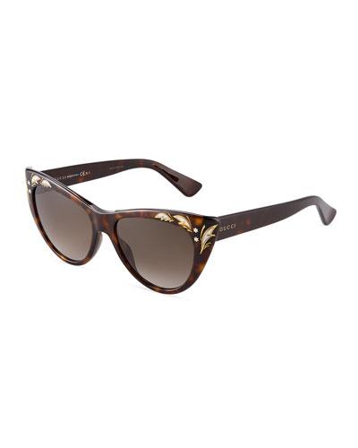 Plastic Cat-eye Sunglasses With Inlay Detail