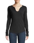 Tunisien Skull-back Long-sleeve Henley Top