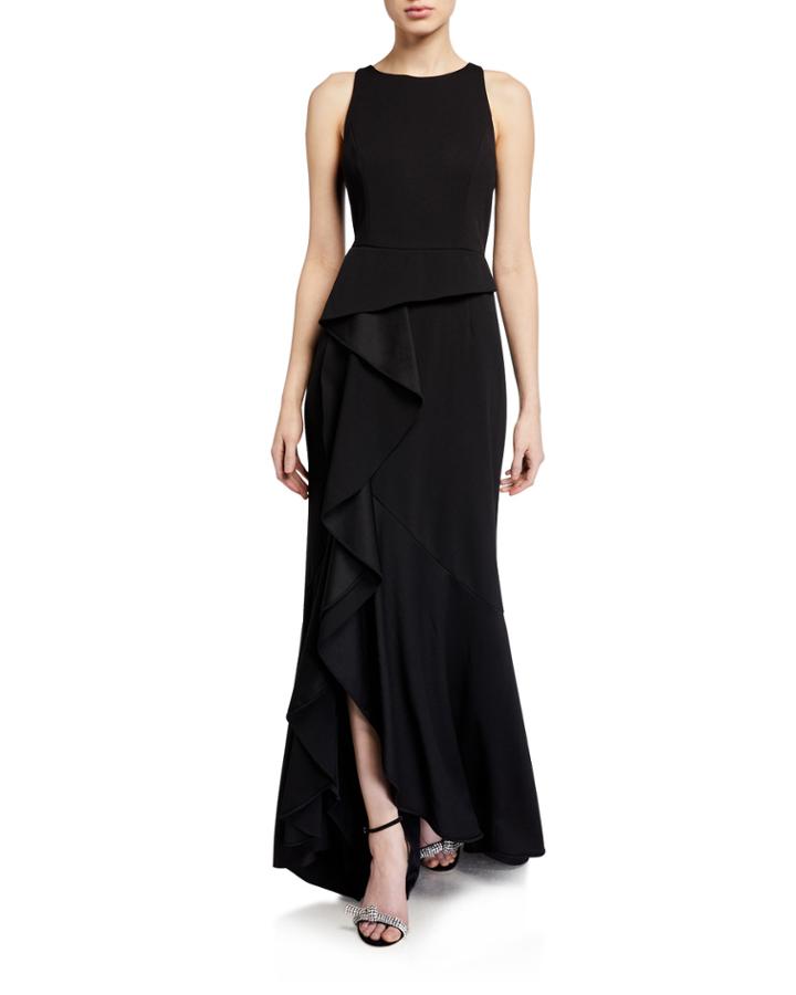 Knit Crepe Cascade Gown