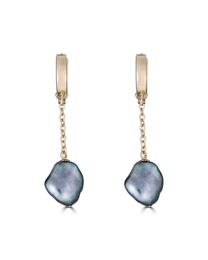 14k Chain & Pearl Dangle Earrings