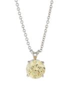 Round Canary Cz Crystal Pendant Necklace
