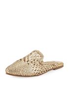 Navya Woven Metallic Leather Flat