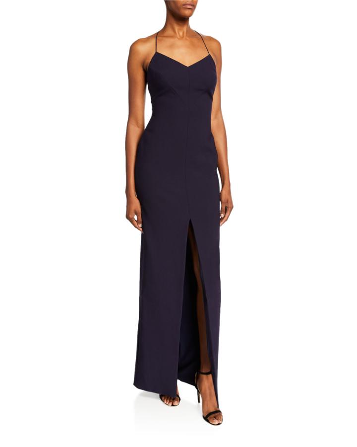 Estella Halter Gown With Front-slit