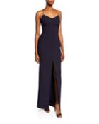 Estella Halter Gown With Front-slit