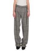 Glen-plaid Exaggerated-leg Pants