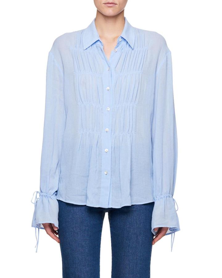 Ruched Tie-cuff Blouse