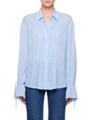 Ruched Tie-cuff Blouse