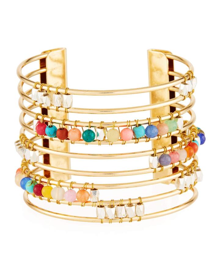 Striped Cuff Bracelet W/ Beads